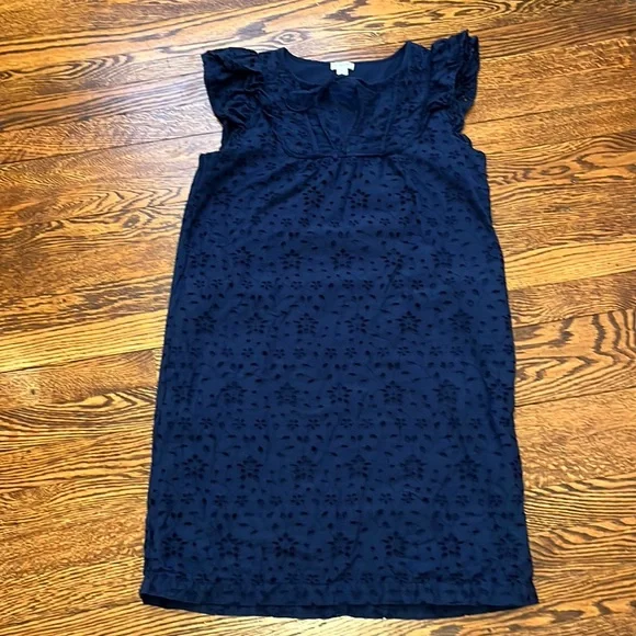 J Crew Navy Blue Eyelet Dress with pockets Size 6